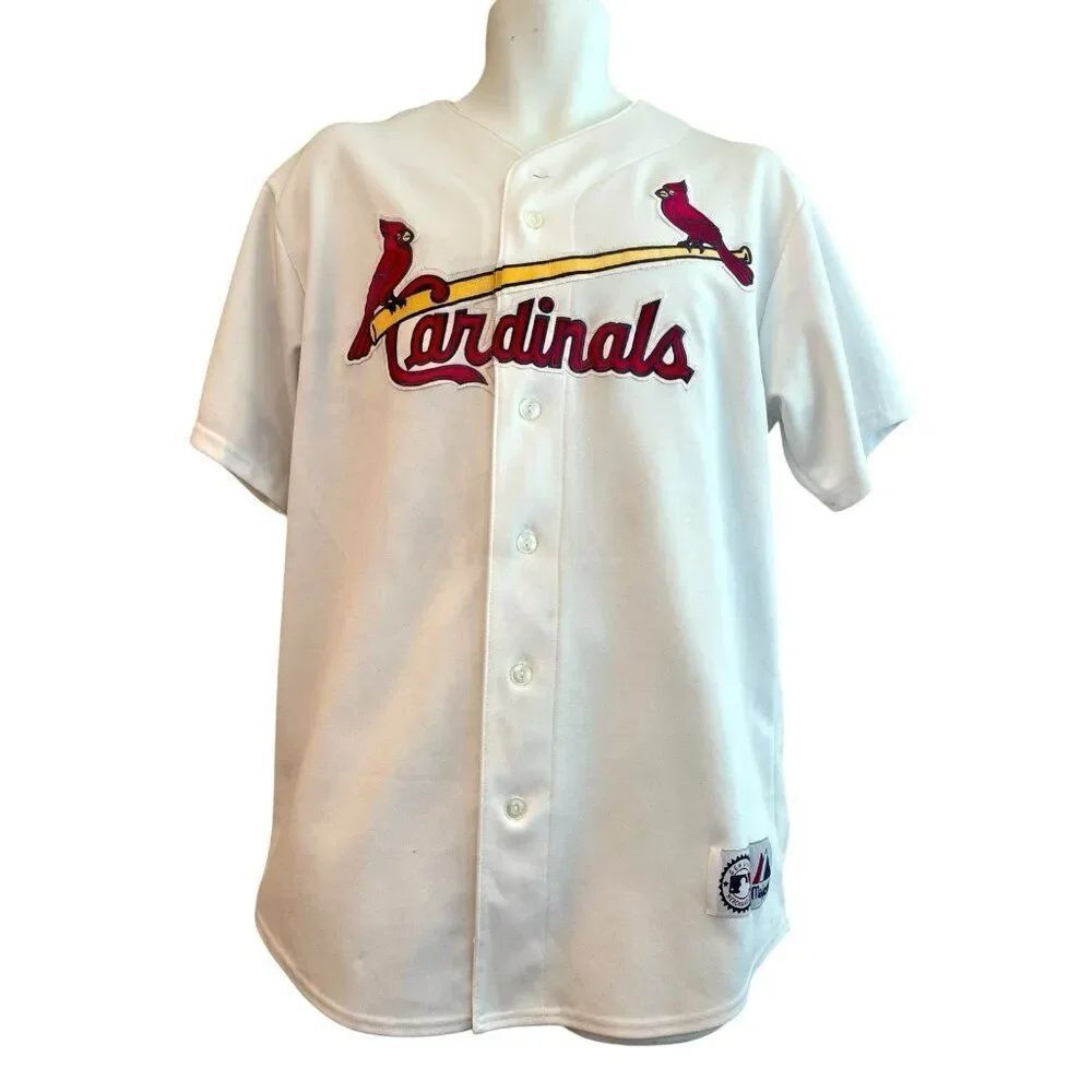 Vintage Majestic St Louis Cardinals Mens Large White Jersey Sewn MLB Baseball